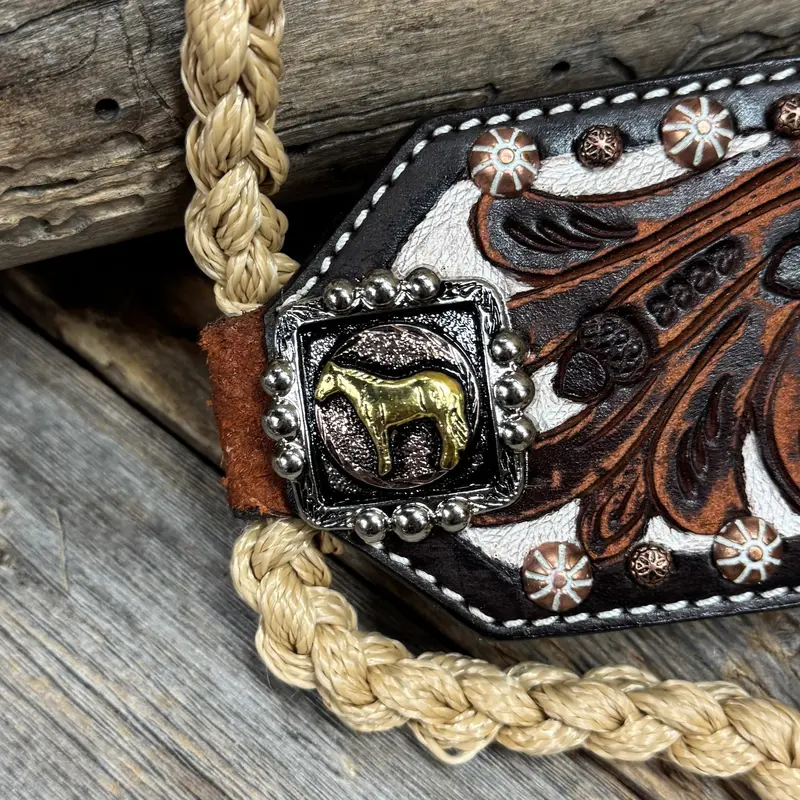 Bronc Noseband Mule Tape Halter With Western Horse Conchos 2
