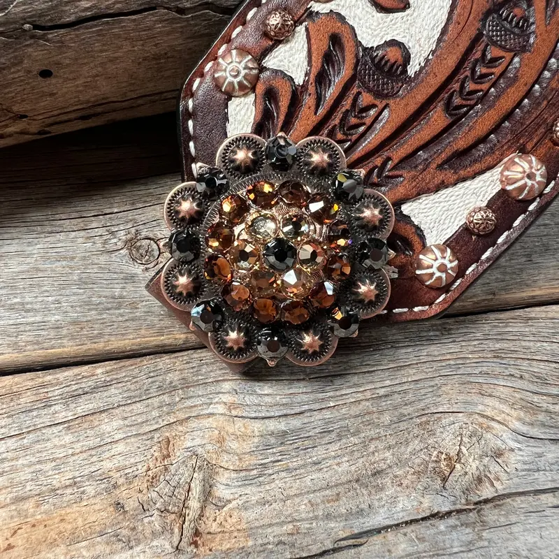 Bronc Noseband With European Copper Conchos 2