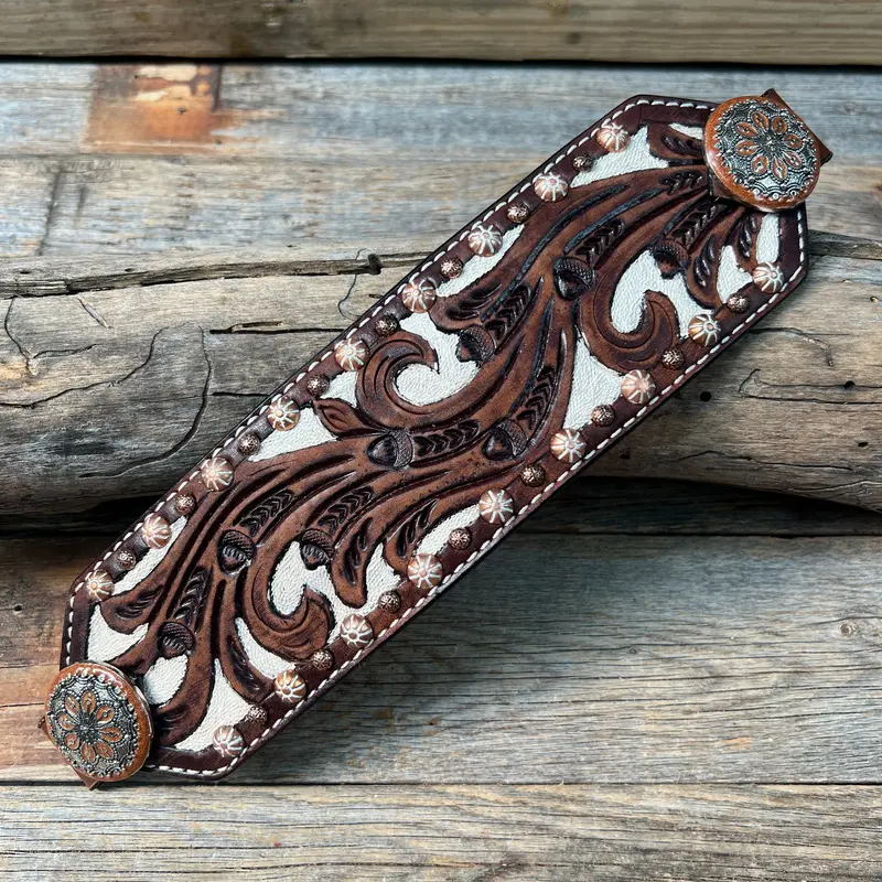 Bronc Noseband With Rust Western Conchos 1