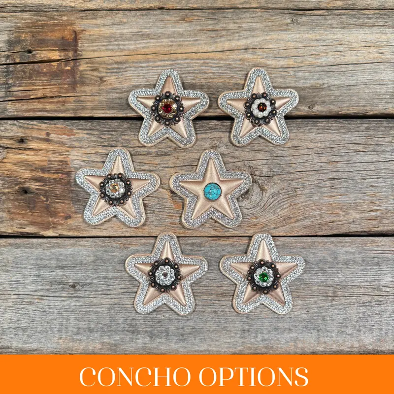 Bronze Small Star Rhinestone Rosette - Assorted Conchos 1