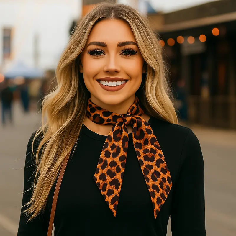 Brown And Black Western Skinny Mini Wild Rag Scarf / Cowgirl Necktie #Tw114 1