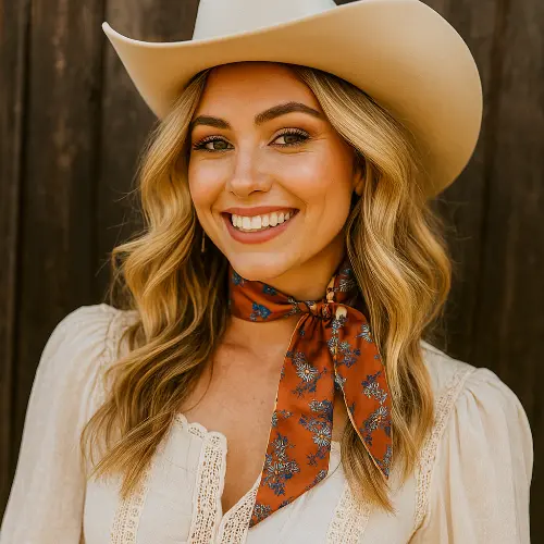 Brown And Tan Western Skinny Mini Wild Rag Scarf / Cowgirl Necktie #Tw137 1
