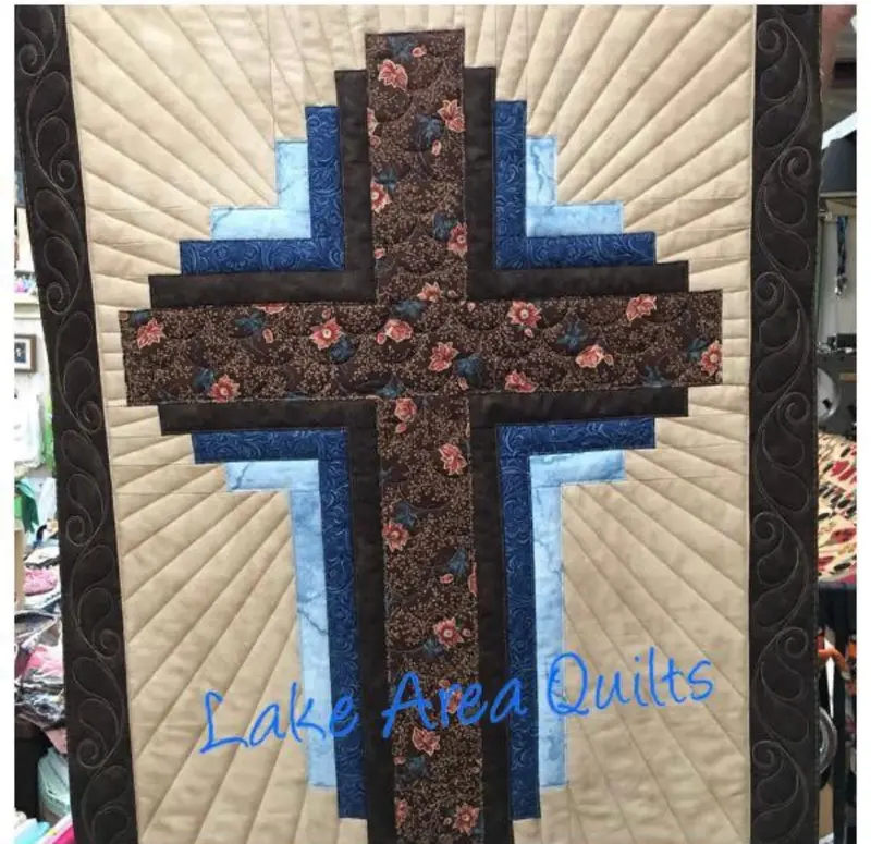 Brown & Blue Varient Hope Of Texas Cross - Wall Hanging Kit  25" X 35". 1