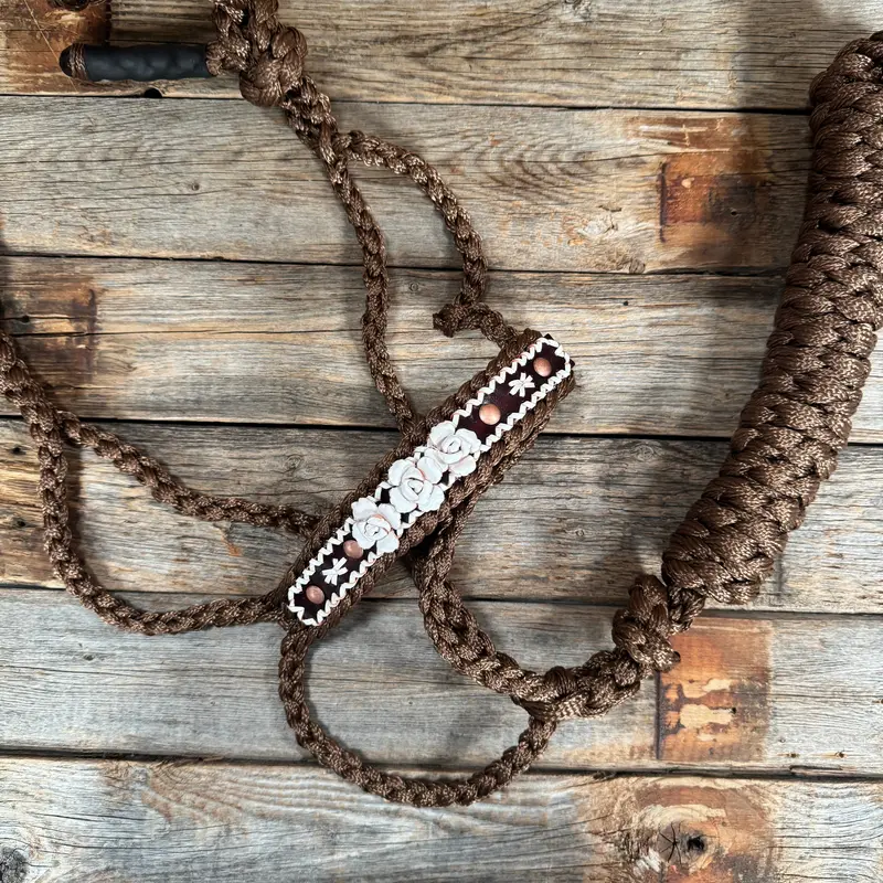 Brown Mule Tape Halter - White Roses #Mt223 1