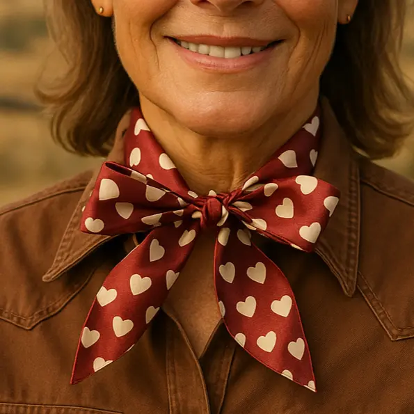 Burgundy And Cream Western Skinny Mini Wild Rag Scarf / Cowgirl Necktie #Tw334 1