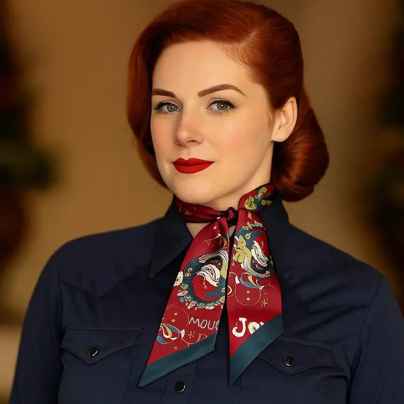 Burgundy Holiday Western Skinny Mini Wild Rag Scarf / Cowgirl Necktie  #Tw149 1