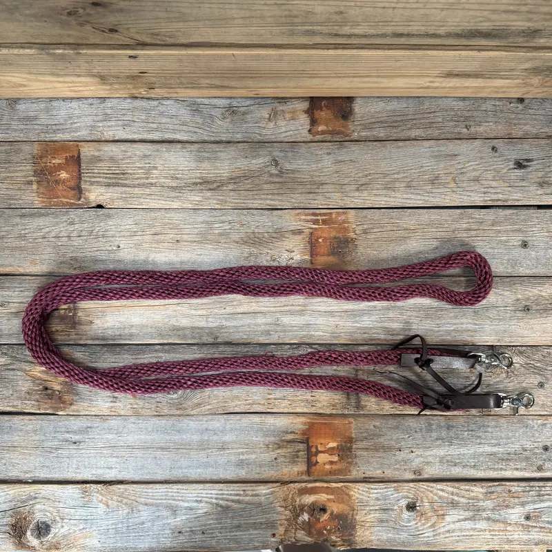 Burgundy Nylon Barrel Racing Reins #Nr104 2