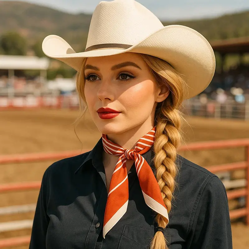 Burnt Orange And Cream Western Skinny Mini Wild Rag Scarf / Cowgirl Necktie #Tw110 1