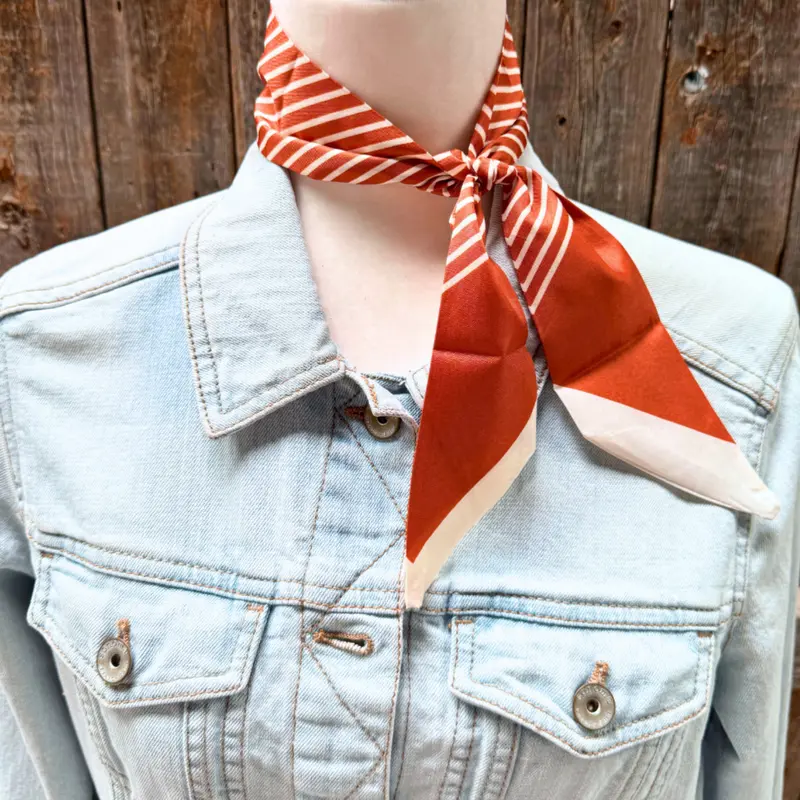 Burnt Orange And Cream Western Skinny Mini Wild Rag Scarf / Cowgirl Necktie #Tw110 2