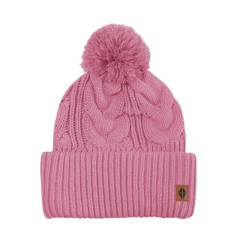 Cable Knit Adult Pom Beanie In Apple Blossom 2
