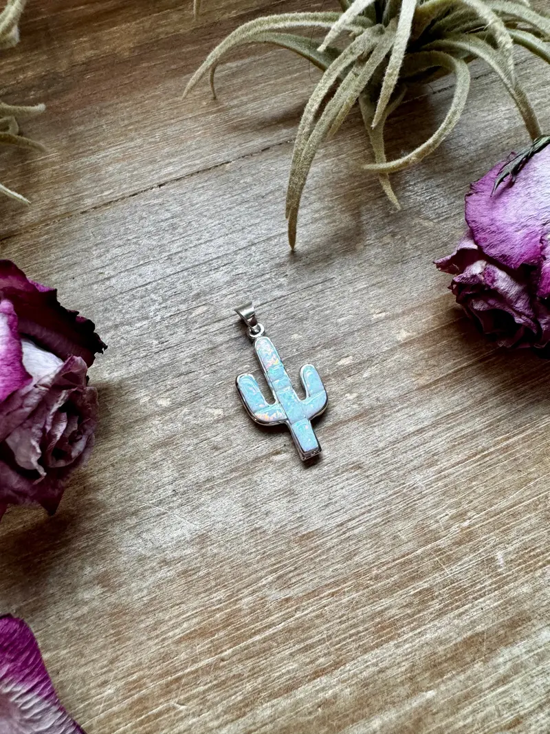 Cactus Pendant With White Opal – Sterling Silver – Fits 4Mm Pearls 2