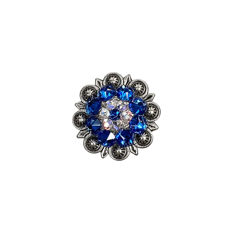 Capri & Ab Antique Silver 1.25" European Crystal Concho 1