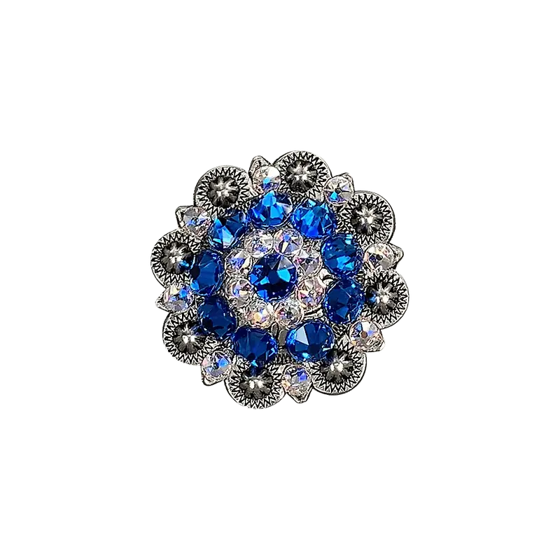 Capri & Ab Antique Silver 1.5" European Crystal Concho 1