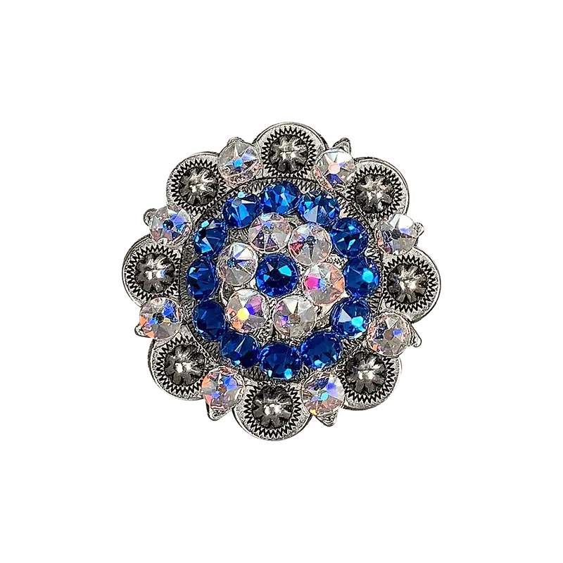 Capri & Ab Antique Silver 2" European Crystal Concho 1