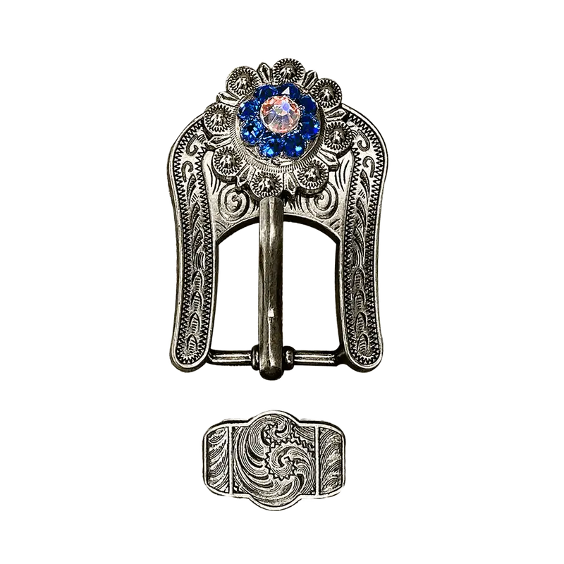 Capri & Ab Antique Silver European Crystal Buckle Keeper Set 1