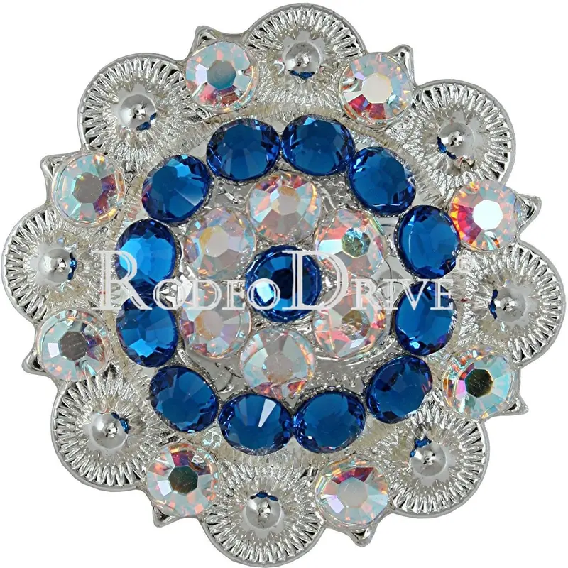 Capri & Ab Bright Silver 2" European Crystal Concho 1
