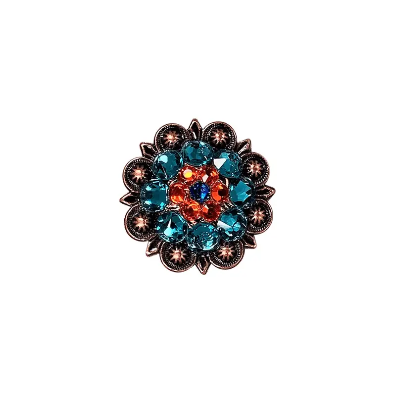 Capri Fire Opal & Teal Copper 1.25" European Crystal Concho 1