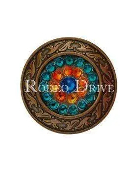 Capri Fire Opal & Teal Copper 1.5" Disc European Crystal Concho 1