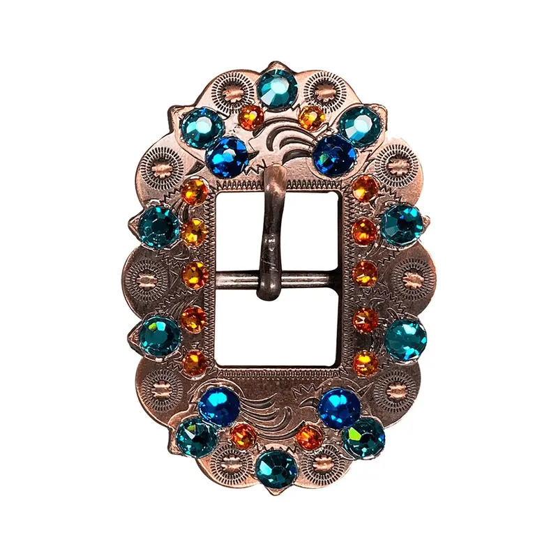 Capri Fire Opal & Teal Copper European Crystal Cart Buckle 1