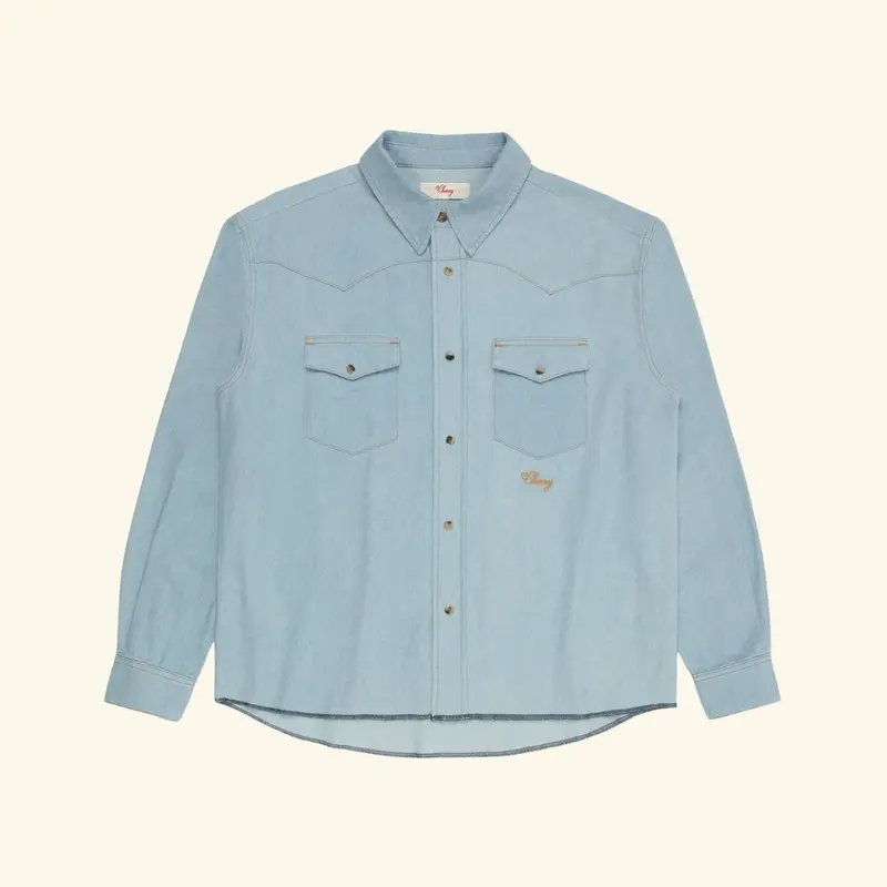 Chambray Denim Western Shirt  (Light Wash) 1