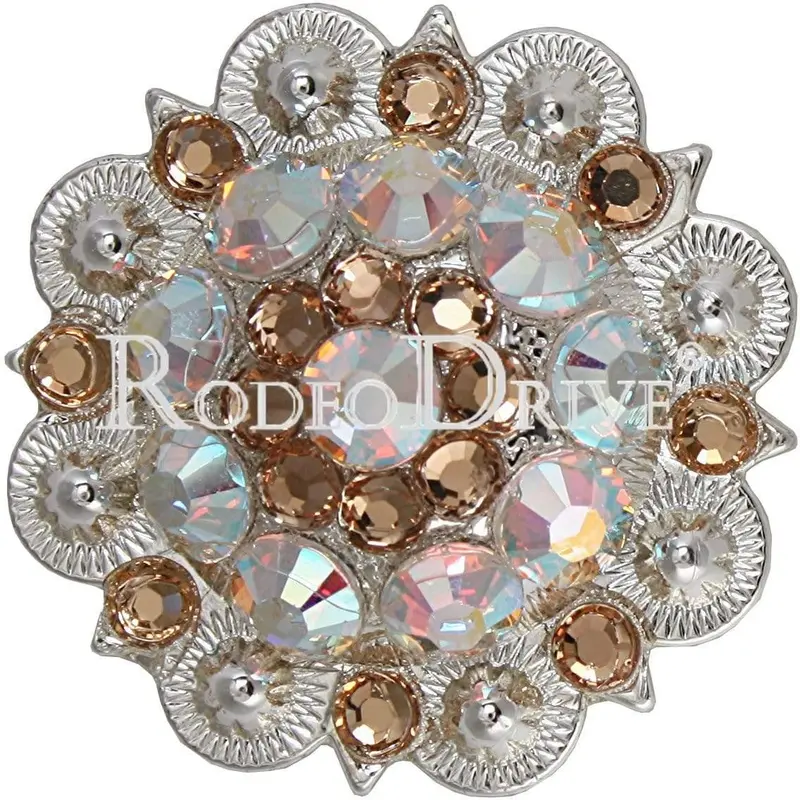 Champagne & Ab Bright Silver 1.5" European Crystal Concho 1