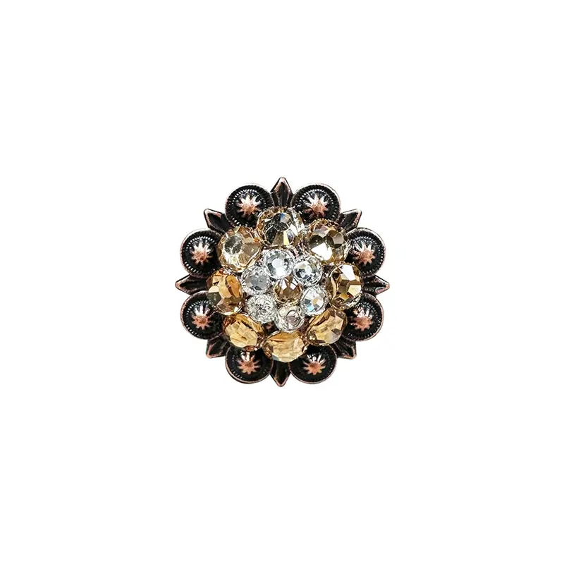Champagne & Clear Copper 1.25" European Crystal Concho 1