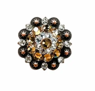 Champagne & Clear Copper 1.5" European Crystal Concho 1