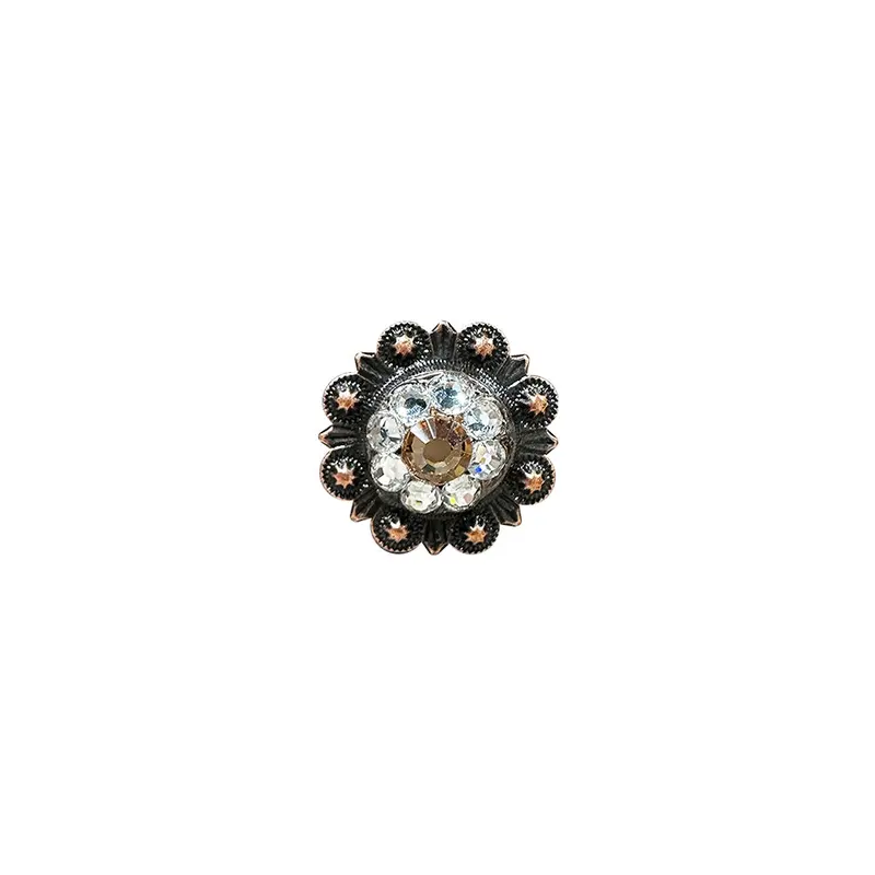 Champagne & Clear Copper 1" European Crystal Concho 1