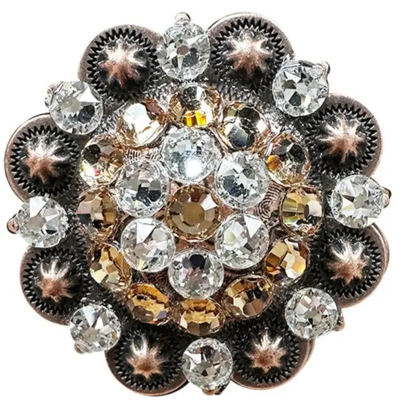 Champagne & Clear Copper 2" European Crystal Concho 1