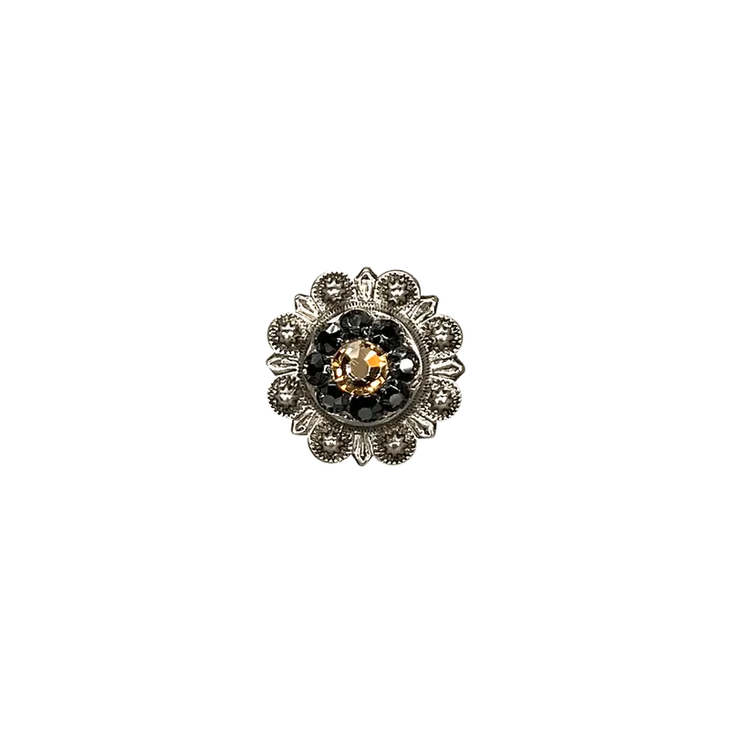 Champagne & Jet Antique Silver 1" European Crystal Concho 1
