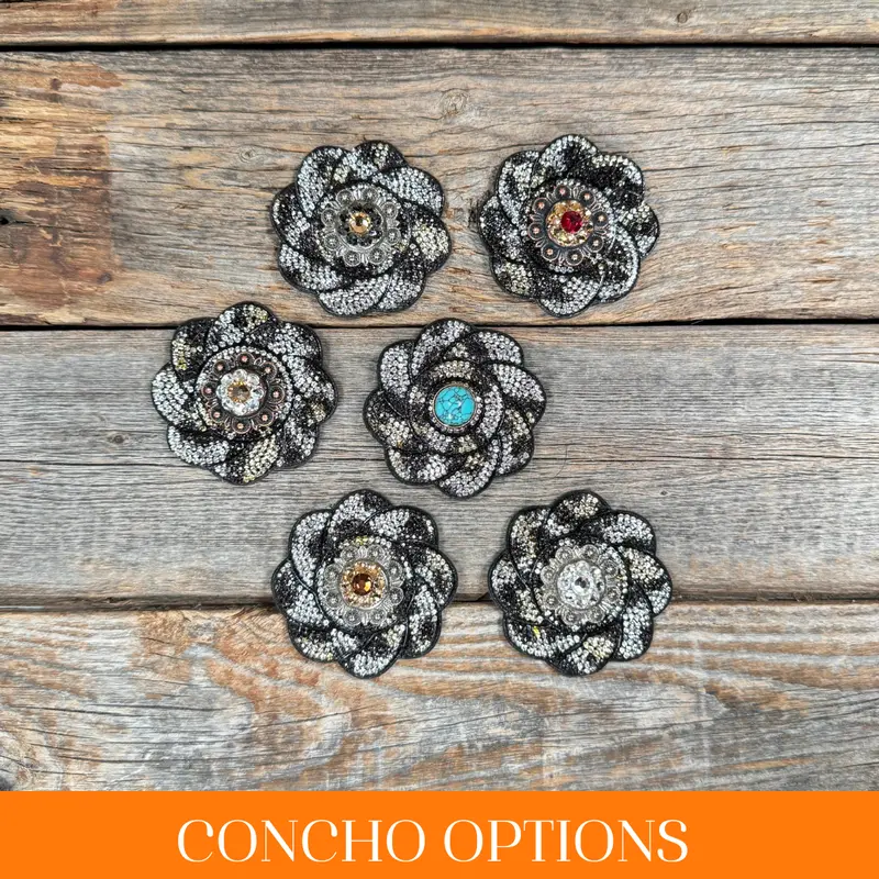 Cheetah Flower Rhinestone Rosette - Assorted Conchos 1