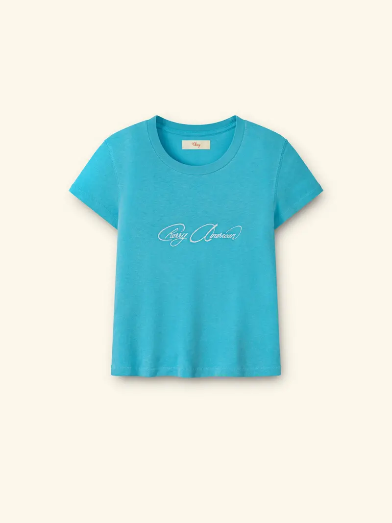 Cherry American Baby Tee (Turquoise) 1