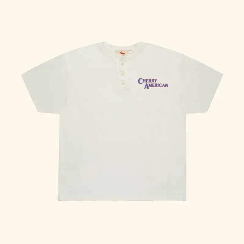 Cherry American Henley T-Shirt (Vintage White) 1