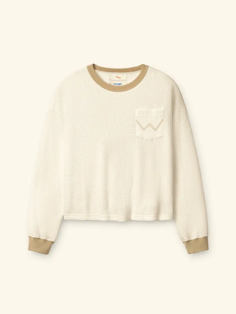 Cherry X Wrangler Pocket Thermal Longsleeve Tee (Cream) 1