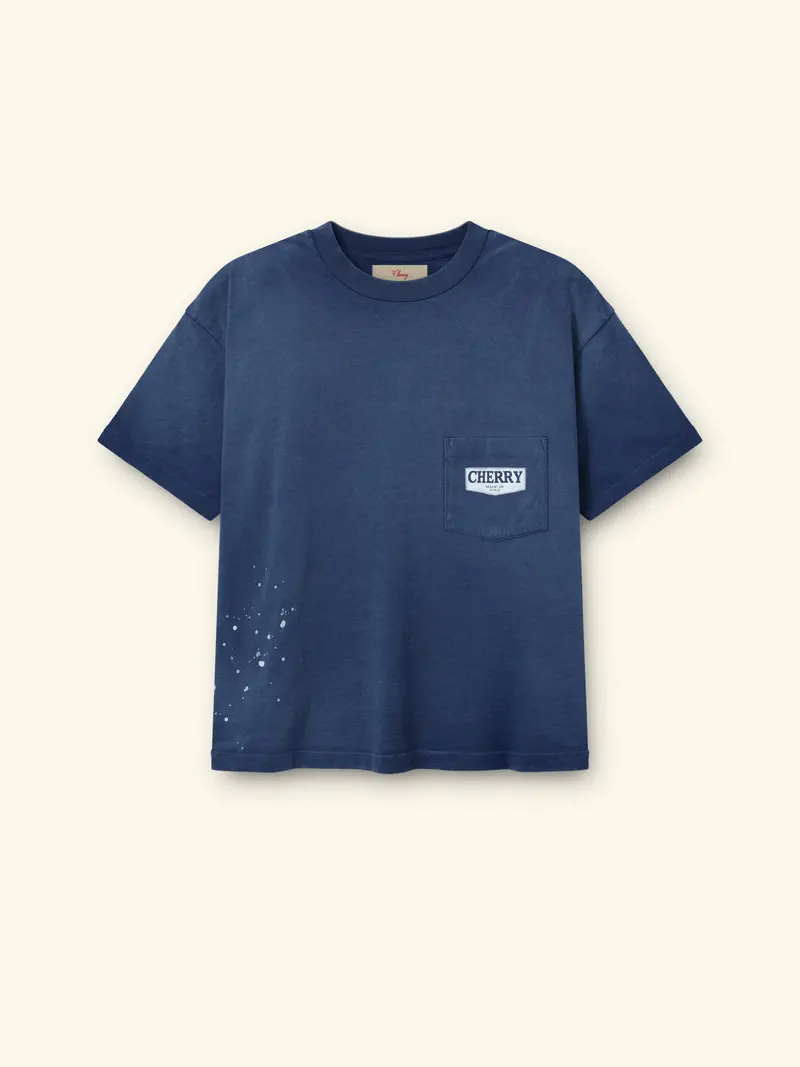 Chevron Boxy Pocket T-Shirt (Faded Navy) 1