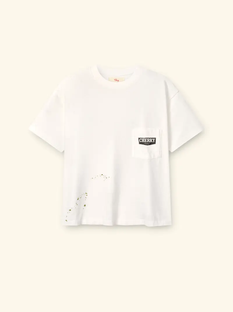 Chevron Boxy Pocket T-Shirt (Vintage White) 1
