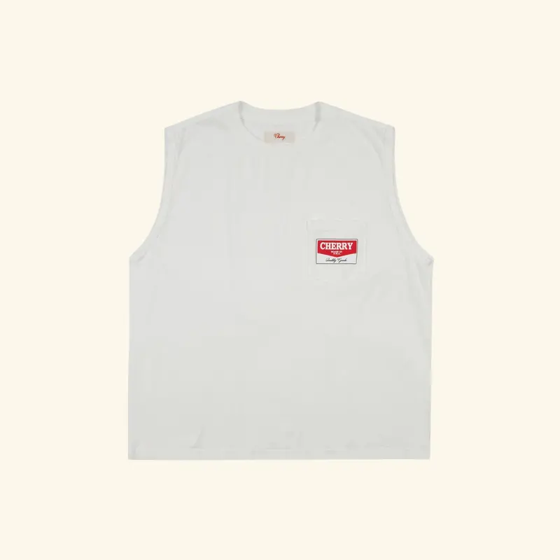 Chevron Logo Pocket Running Shirt (Vintage White) 1