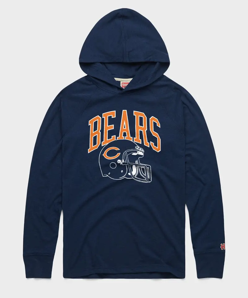 Chicago Bears Helmet Retro Lightweight Hoodie 1