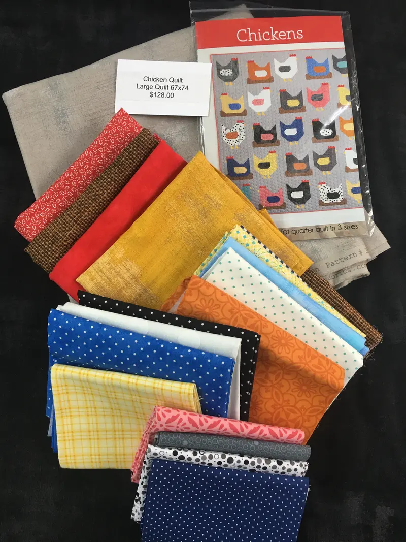 Chicken Quilt Large Quilt 67 X 74 Kit Includes Fabric, Binding, & Pattern 1