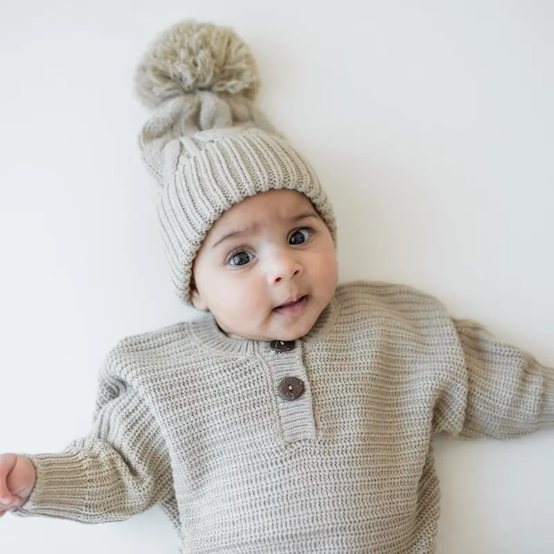 Chunky Cable Knit Beanie In Almond 1