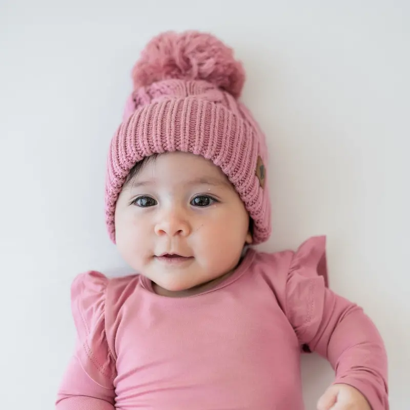Chunky Cable Knit Beanie In Apple Blossom 1