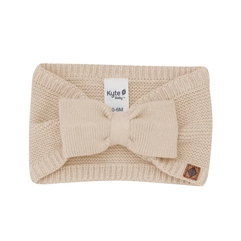 Chunky Knit Adult Bow Headband In Almond 1