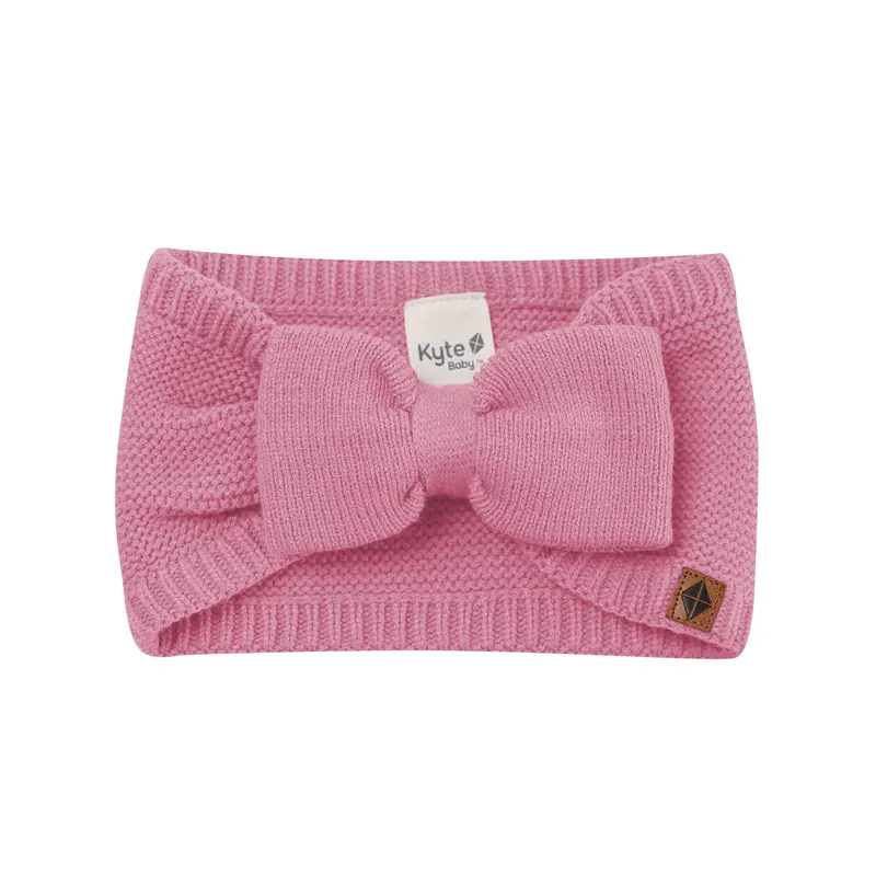 Chunky Knit Adult Bow Headband In Apple Blossom 1