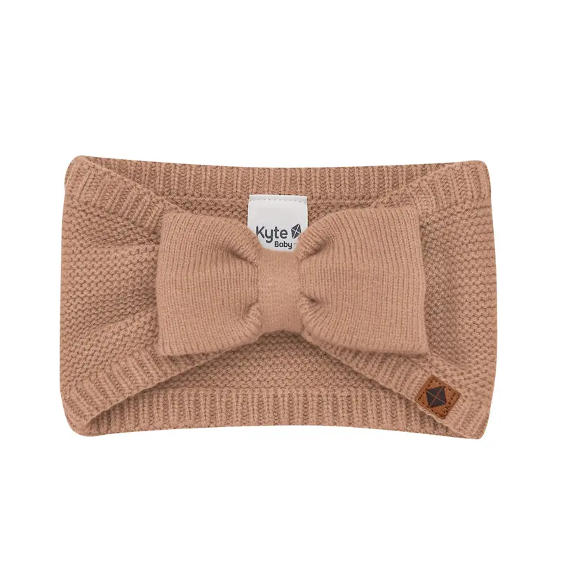 Chunky Knit Adult Bow Headband In Latte 1