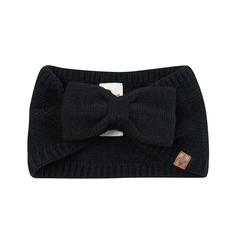 Chunky Knit Adult Bow Headband In Midnight 1
