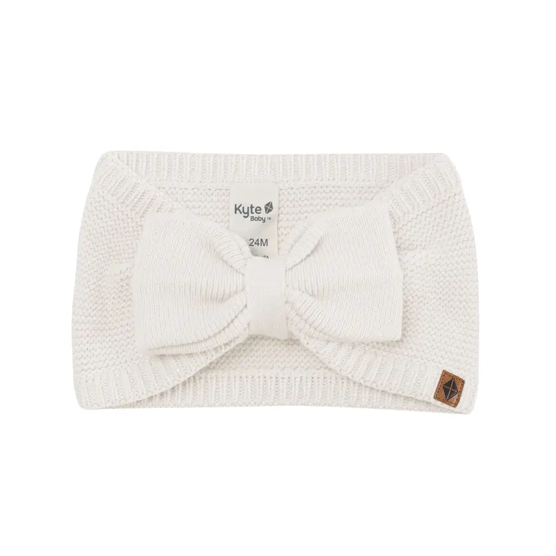 Chunky Knit Adult Bow Headband In Oat 1