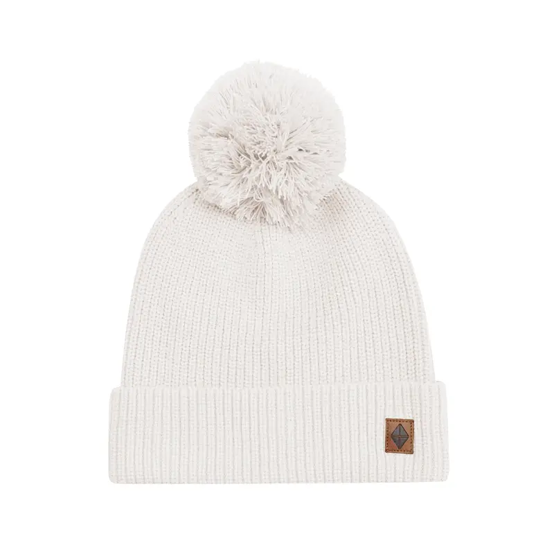 Chunky Knit Adult Pom Beanie In Oat 2