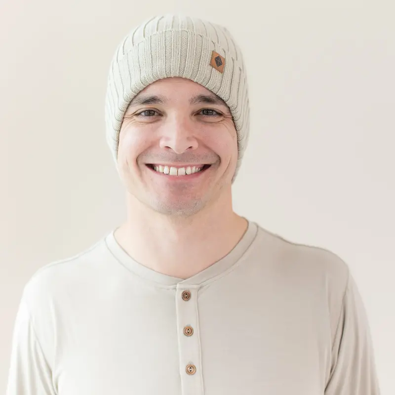 Chunky Knit Adult Ribbed Beanie In Almond 1