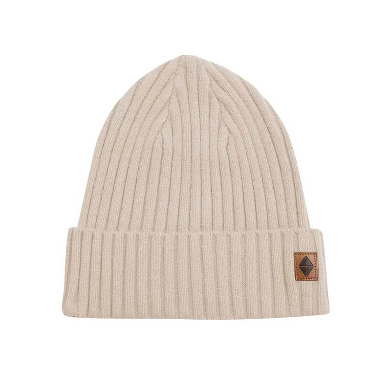 Chunky Knit Adult Ribbed Beanie In Almond 2