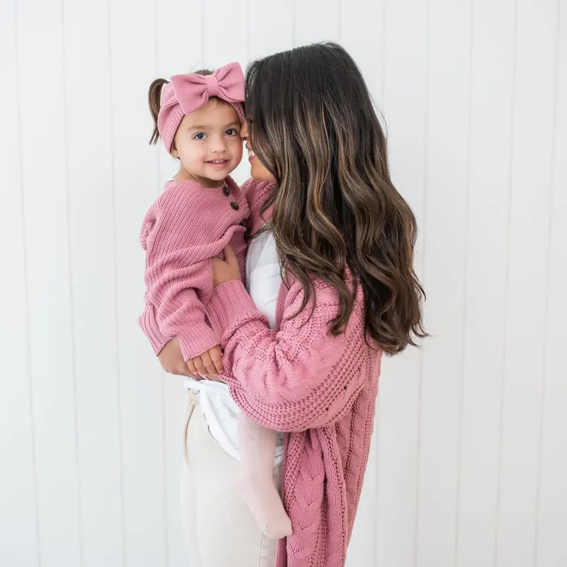 Chunky Knit Bow Headband In Apple Blossom 3